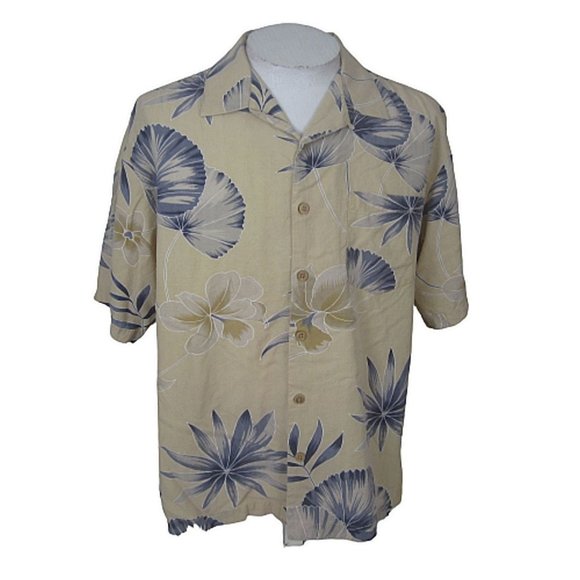 Bermuda Bay Vintage Men Hawaiian camp shirt p2p 24" L aloha luau tropical silk - Picture 1 of 9
